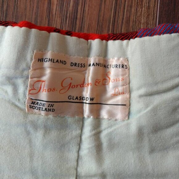 Vintage Wool Red Plaid Kilt 22" Waist by Thos Gordon & Sons Highland - Picture 7 of 10